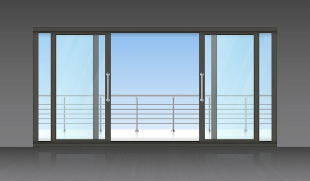 Vector slidind exterior door and terrace background