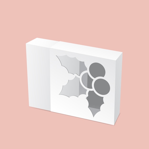 Vector sliding box with christmas holly window mock up