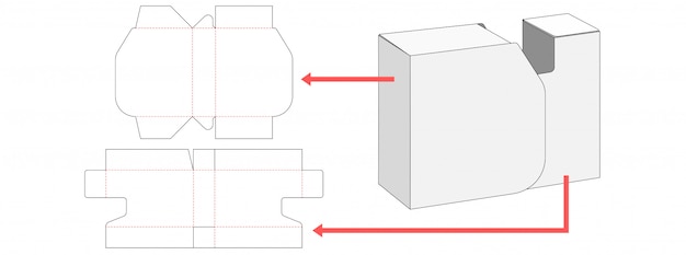 スライド式包装箱型抜きテンプレート