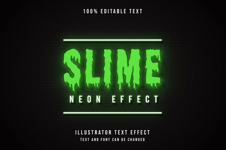 Slijm neon effect, 3d bewerkbaar teksteffect groene gradatie neon tekststijl