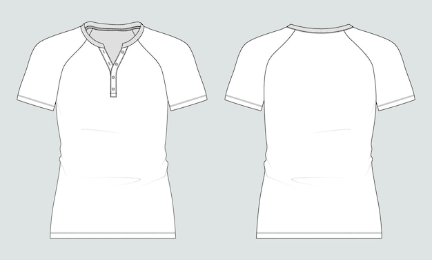 slim fit raglan sleeve t shirt technical fashion flat sketch vector illustration template