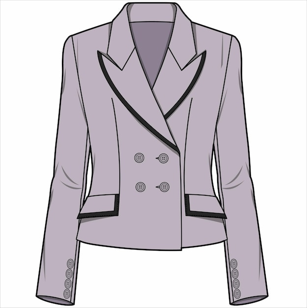 Vettore blazer slim fit collo ampio tacco due petto con dettagli ribaltabili a contrasto abbigliamento bambina