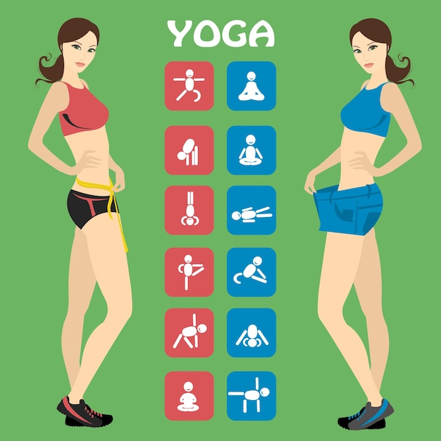 Vector slim girl with fitness icon vector illustration