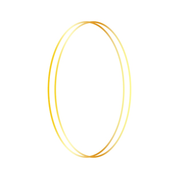 Slim minimalistic oval gold frame isolated on white background Geometric photo frame vector foil