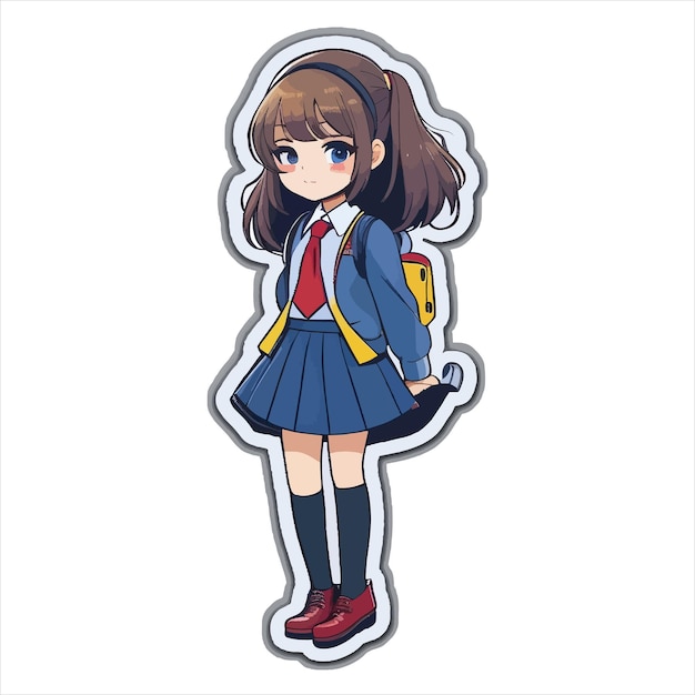 slim school girl sticker