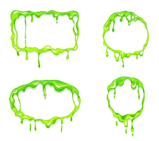 벡터 점액 물방울 녹색 프레임 젤리 짜증 프레임 격리 설정 그래픽 디자인 일러스트