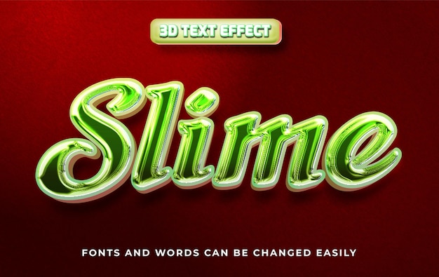 Vector slime green 3d editable text effect style