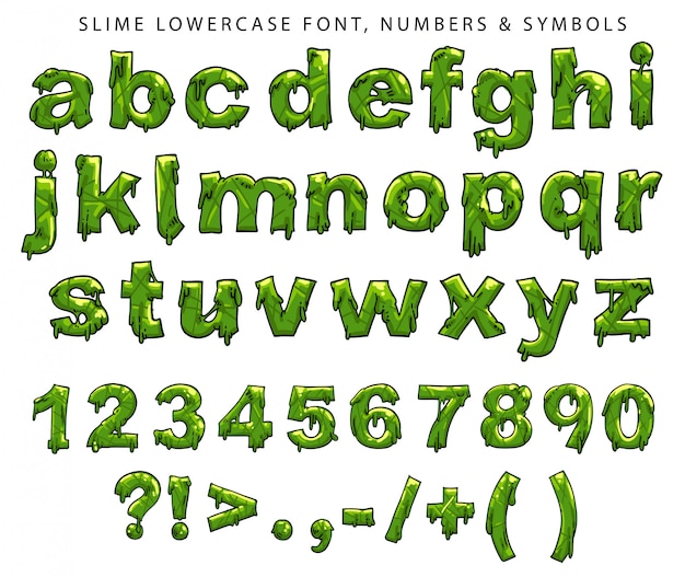 スライム小文字フォント、数字、記号