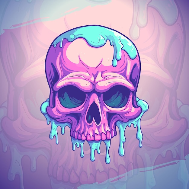 Slime Skull Modern Mascot Логотип дизайна вектора для киберспорта и печати футболки спортивной команды