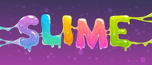 Slime word banner Colorful slime text Vector illustration