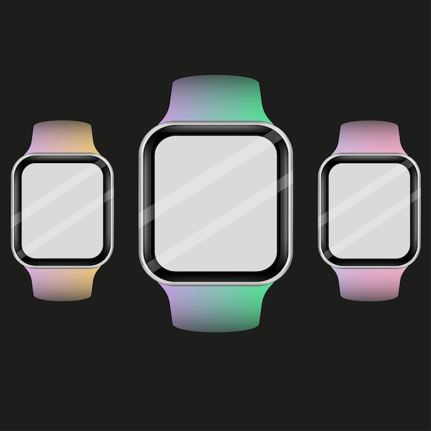 Slimme horloge. realistische ontwerp smartwatch op zwarte achtergrond. trendy smartwatch