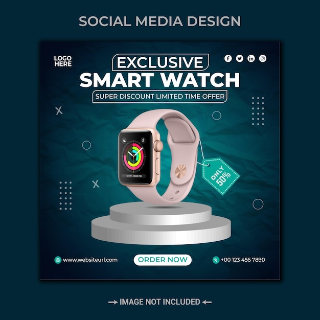 Vector slimme horloge sociale media en instagram banner post ontwerpsjabloon