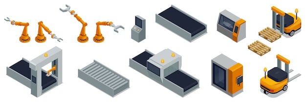 Vector slimme industriële pictogrammen in isometrische weergave