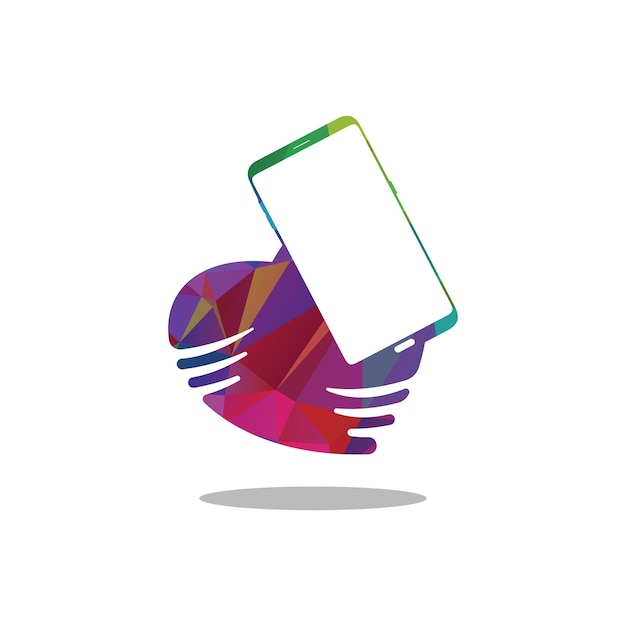 Slimme telefoon logo ontwerp mobiele vectorillustratie met hart