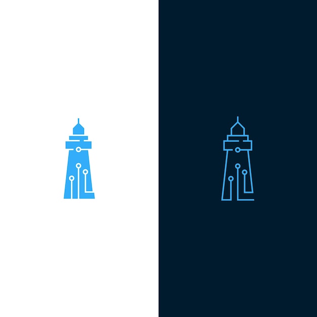 Slimme vuurtoren tech logo ontwerpsjabloon