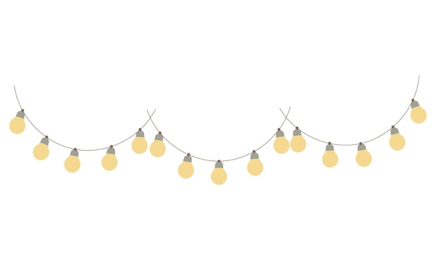 Slinger met bollen in boho stijl. scandinavische stijl. interieur slinger. kerst gloeilampen. vecto