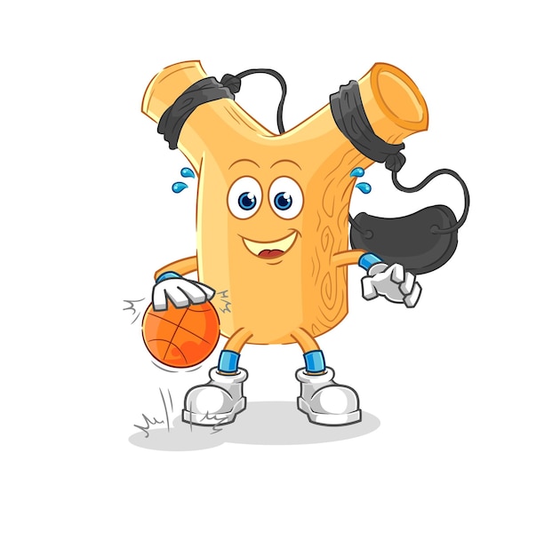 Slingshot dribbel basketbal karakter cartoon mascotte vector