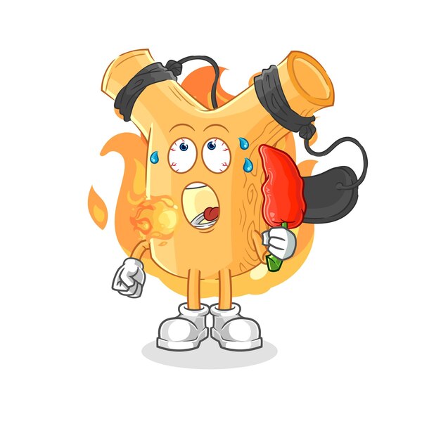 Slingshot eet hete chili mascotte cartoon vector