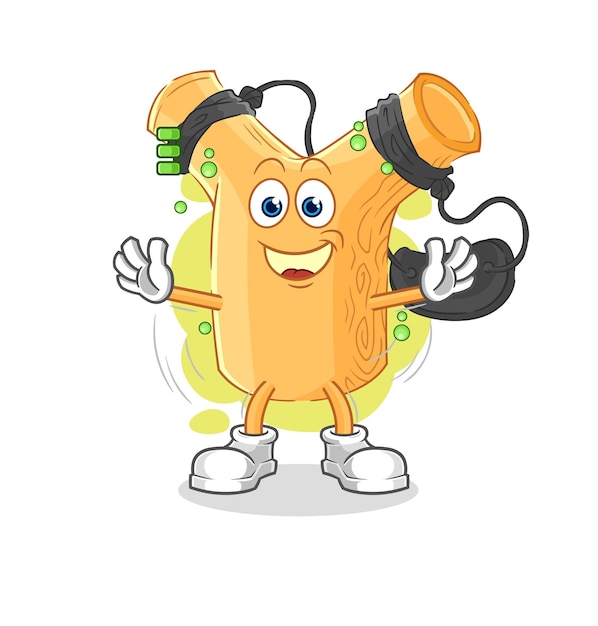 Slingshot full battery character cartoon mascot vector