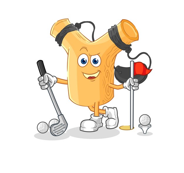 Slingshot playing golf vector cartoon character