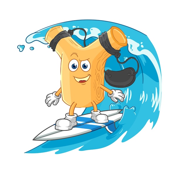 Vector slingshot surfen karakter cartoon mascotte vector