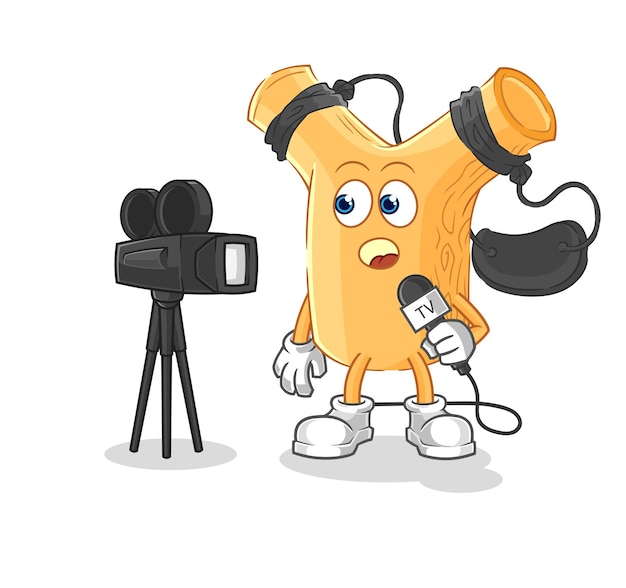 Slingshot tv reporter cartoon cartoon mascot vector