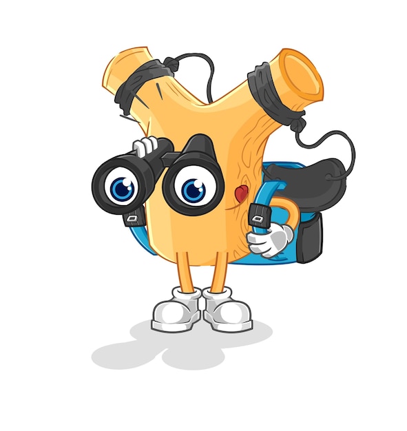 Slingshot with binoculars character cartoon mascot vector