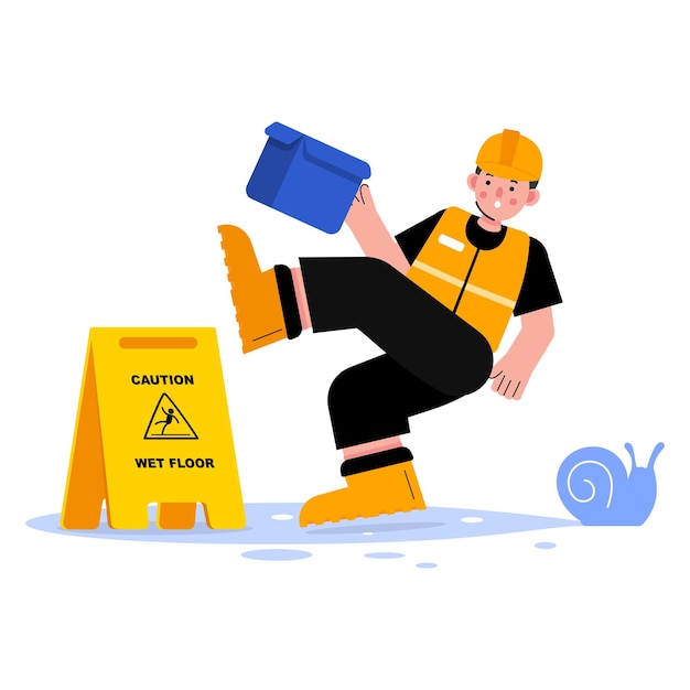 Vector slipped on wet illustration