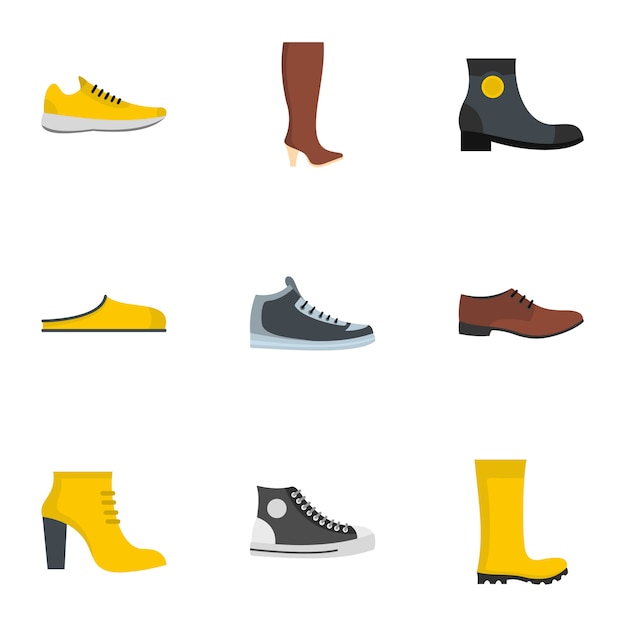 Vector slipper icon set, vlakke stijl