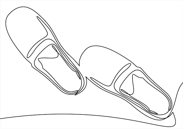 Pantofole icona pantofola casa isolato morbido logocontinuo disegno a una linea