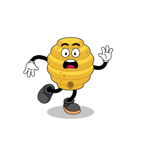 Slipping bee hive mascot illustration