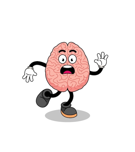 Slipping brain mascot illustration character design