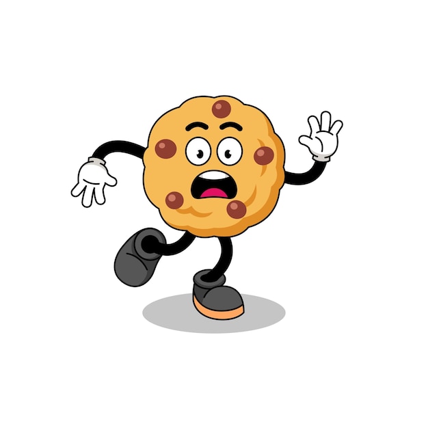 Slipping chocolate chip cookie mascot illustration character design