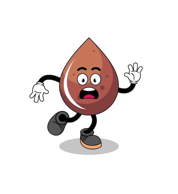 Slipping chocolate drop mascot illustration