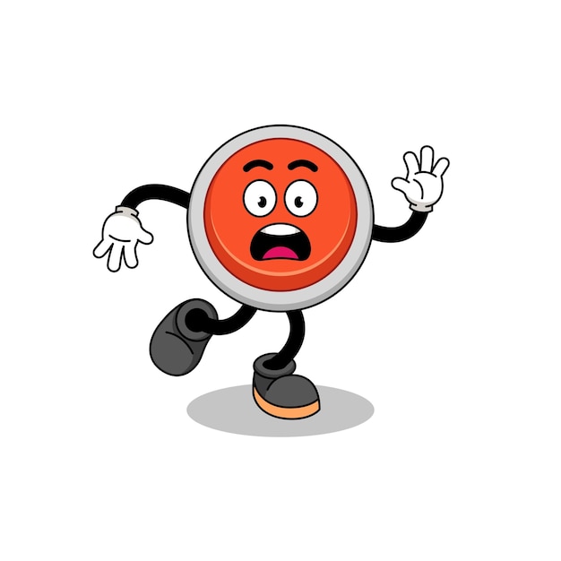 Slipping emergency button mascot illustration