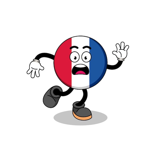 Slipping france flag mascot illustration character design