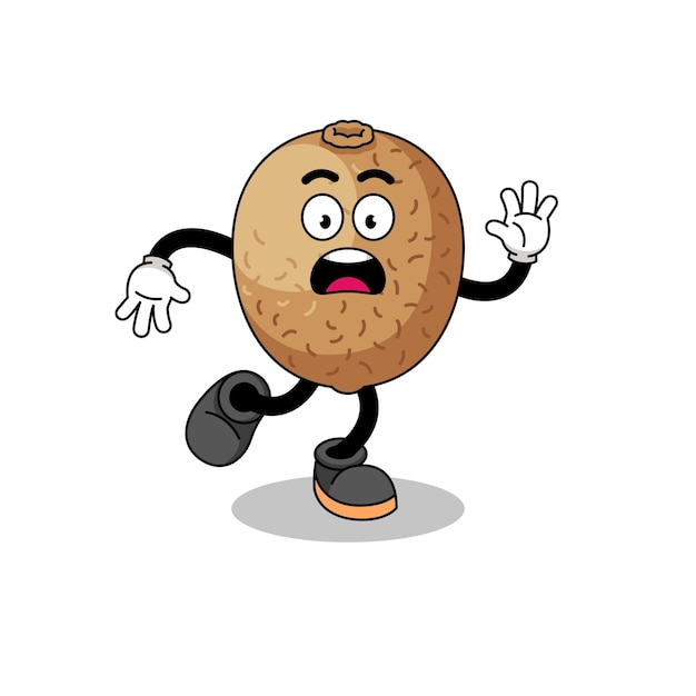 Slipping kiwifruit mascot illustration