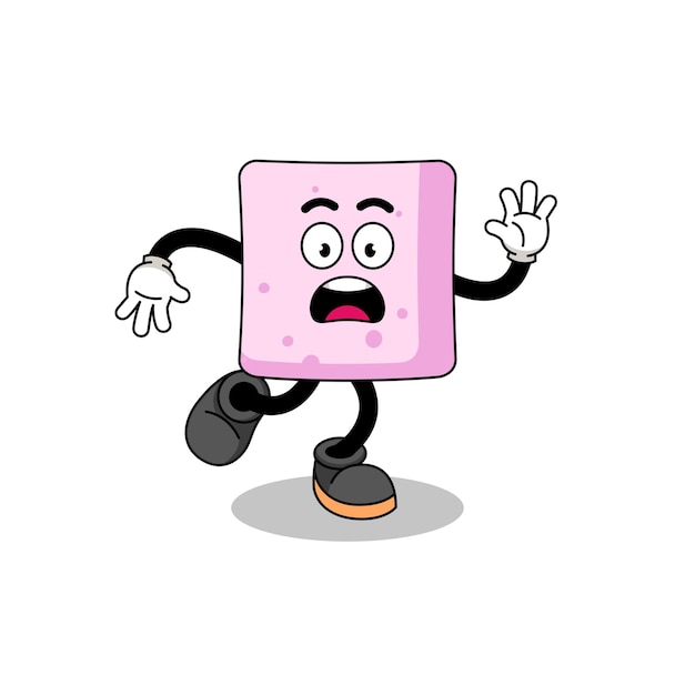 Slipping marshmallow mascot illustration character design