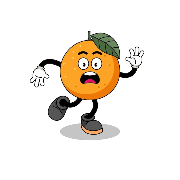 Slipping orange fruit mascot illustration character design