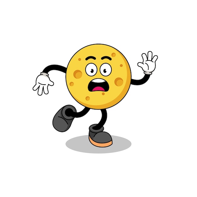 Slipping round cheese mascot illustration