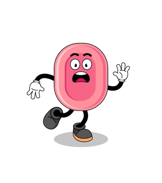 Slipping soap mascot illustration