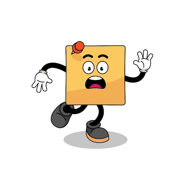 Slipping sticky note mascot illustration