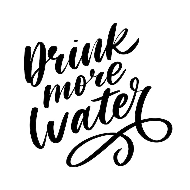 Slogan Drink meer water quarantaine pandemische brief tekst woorden kalligrafie illustratie