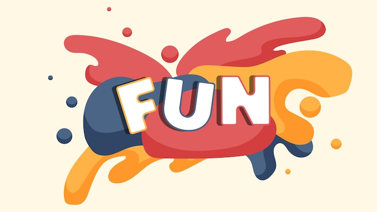 Vector slogan "fun" in abstract colorful hand drawn fluid background.vector file of eps 10