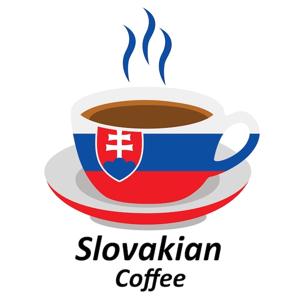 슬로바키아 커피 컵 아이콘 슬로바키아 커피 로고 일러스트레이션 디자인