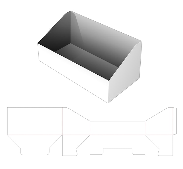 Slope packaging tray die cut template