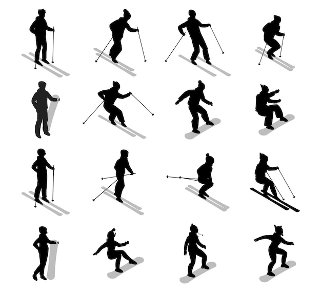 Slopestyle snowboarding Trendy skiing concepts concepts Vectors Silhouettes