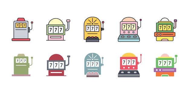 Slot machine icon set design templates