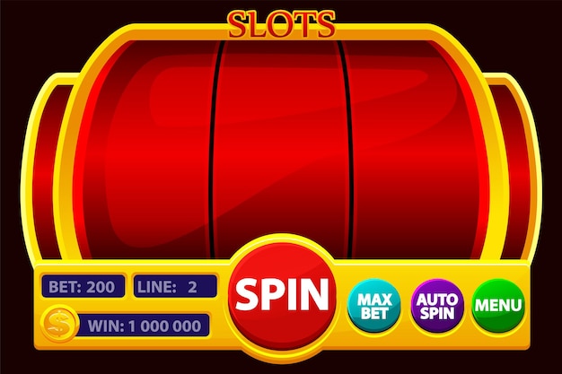Slot Machine Vector Golden and red Lucky Empty Slots Spin Wheel Casino Jackpot Gambling Fortune Illustration