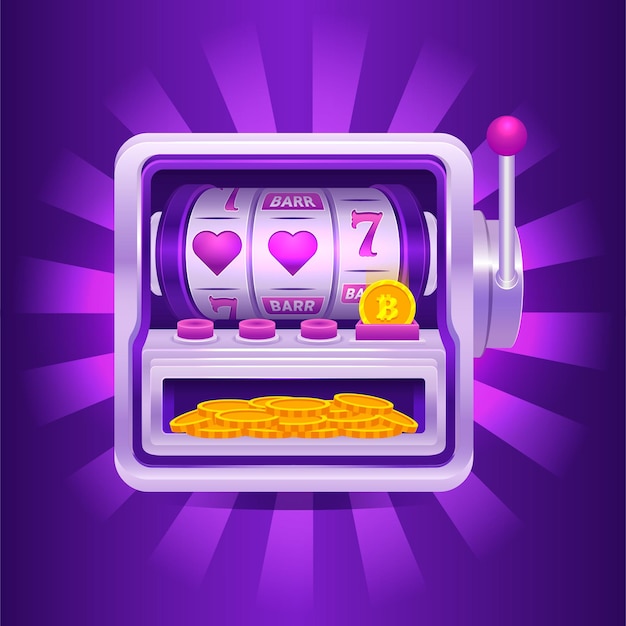 Вектор Игровой автомат с золотыми крипто-монетами. концепция джекпота казино в реалистичном стиле